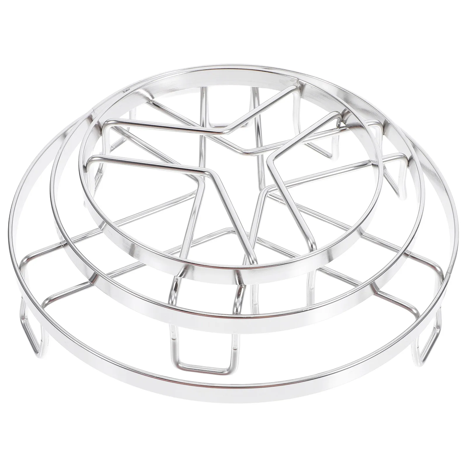 Stainless Steel Steamer Rack Set 3pcs – 12.5cm/15.4cm/18.3cm, Reusable Metal Vegetable Steaming Basket for Kitchen