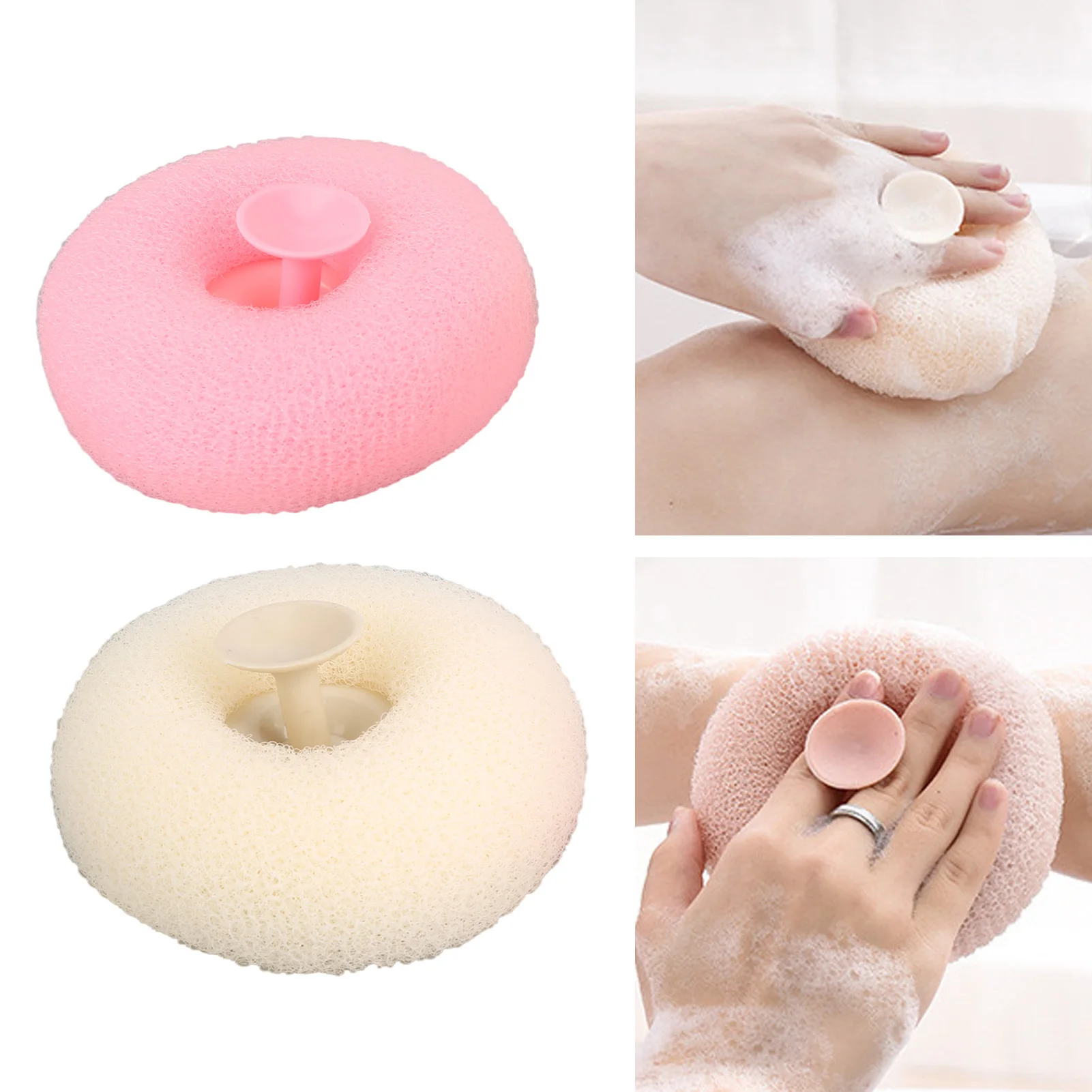 2pcs Bath Sponge Soft Mesh Dense Foam Shower Sponge Ball With Suction Cup For Exfoliating Cleaning