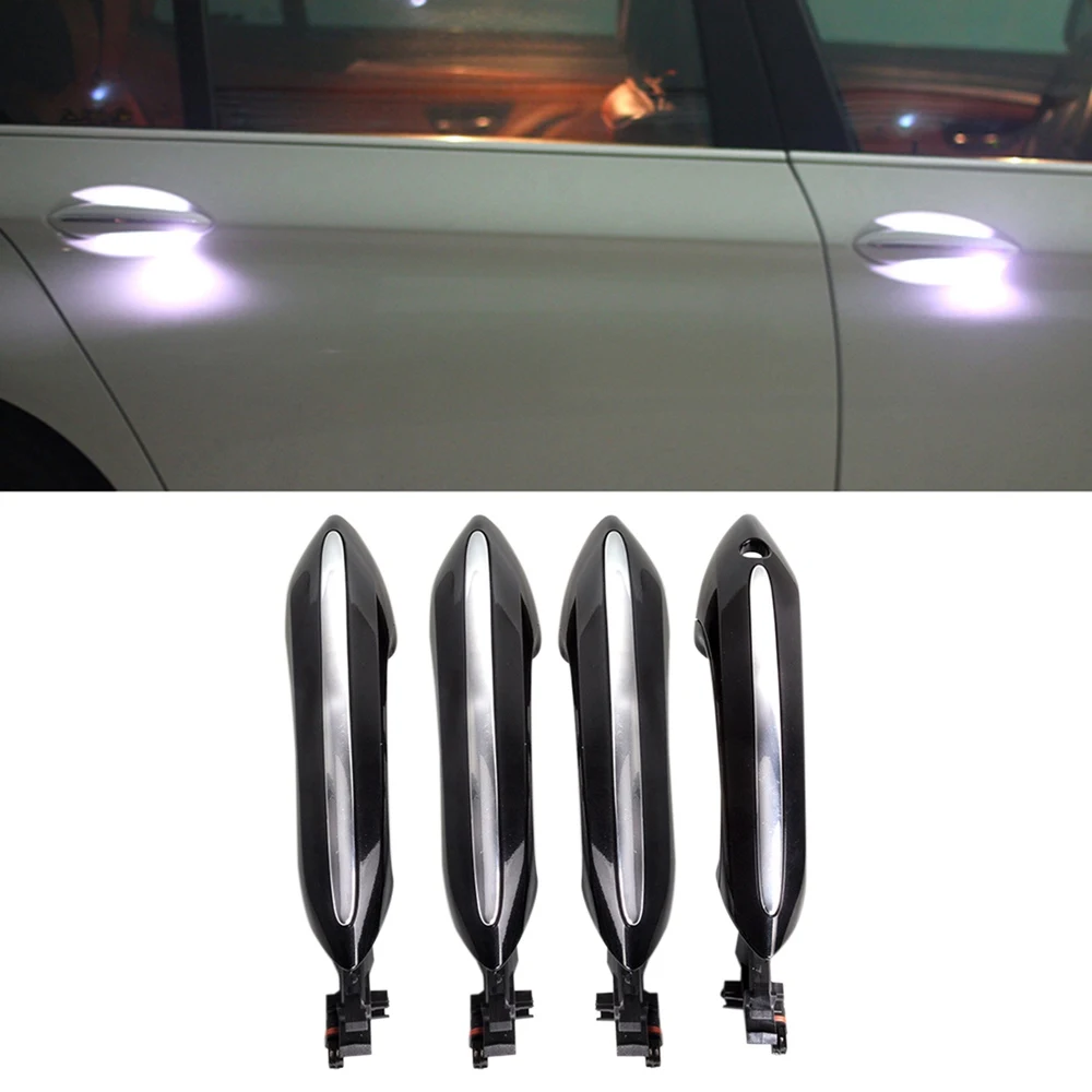 Rear Left Outer Exterior Door Handle Set with White Ambient Light Replacement for 5 Series F10 F11 F18 2010-2017