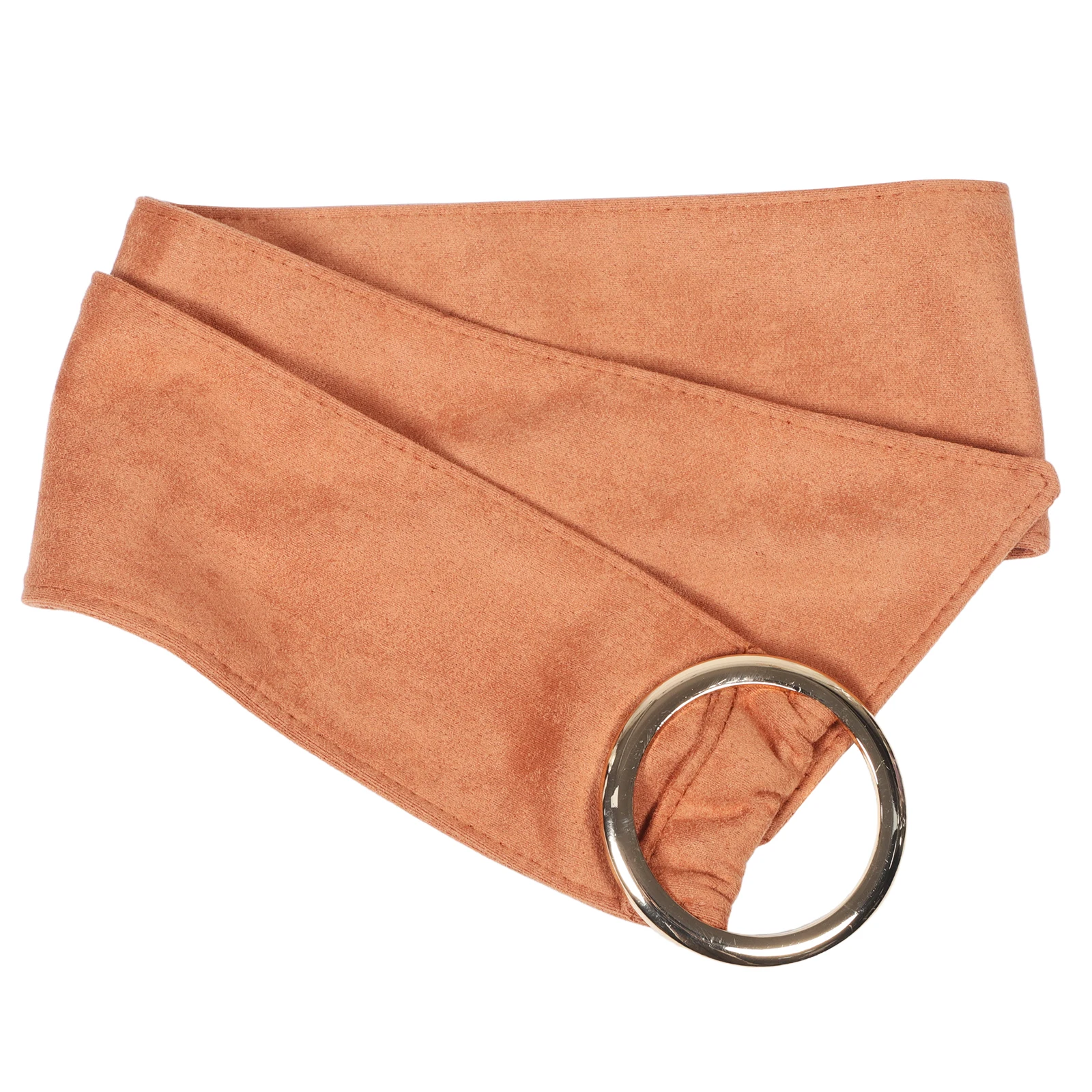 

Round Buckle Belt Women Brown Wide Tan Simulation Suede Belt Waist Cinch Corset Stretchy Tan Simulation Suede Ladies Fashion