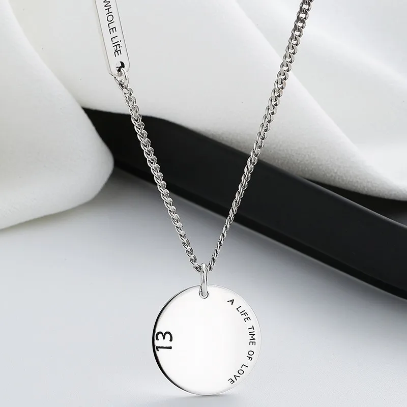 371FL  ZFSILVER S925 Sterling Silver Fashion Luxury Letter 1214 A Life Time Of Love Round Necklaces Women Wedding Charms Jewelry