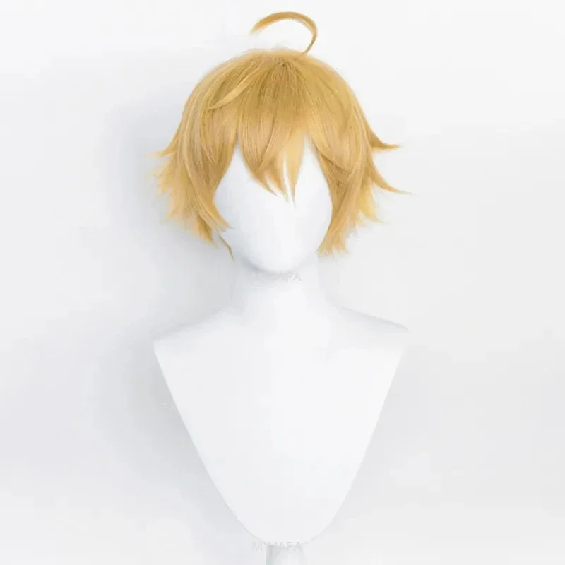 Genshin Impact Thoma Cosplay Wig Three-dimensional Fluffy Design Golden Heat Resistant Synthetic Wigs