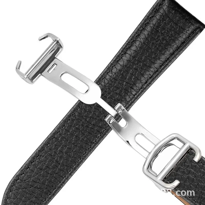 Genuine Leather Strap For Cartier Tank Solo Series Lichee Pattern Leather Men And Women Watch Band 17 20 22 23 24  25mm