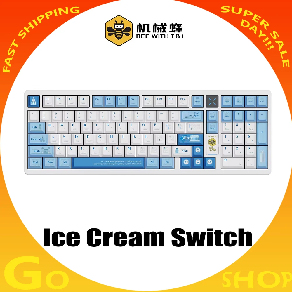 Bee With T&I X100 XANADU Mechanical Keyboard Wireles Three Mode RGB Low Delay Gamings Keyboard Hot Swap Gasket Keyboard Pc Gamer