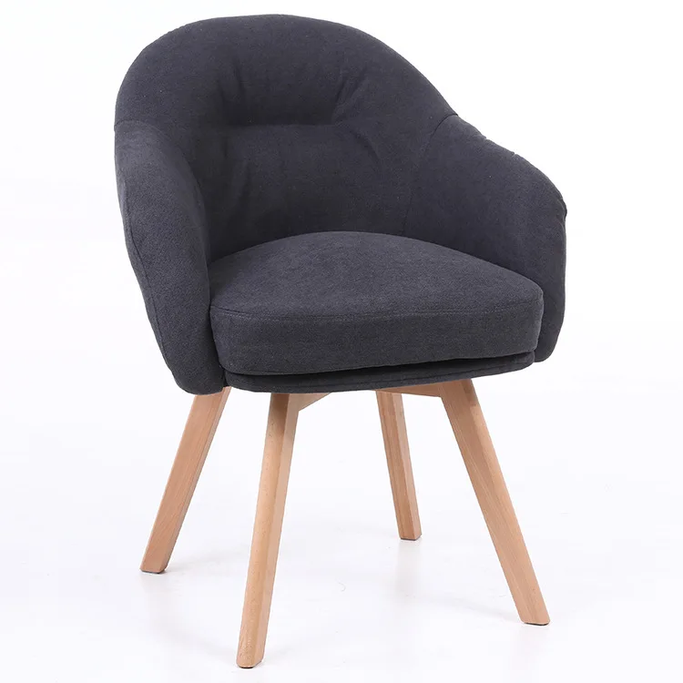 Nordic Comfortable Computer Sofa Chair Removable Washable Rotating Cining Dining Office Chair With Wooden Leg
