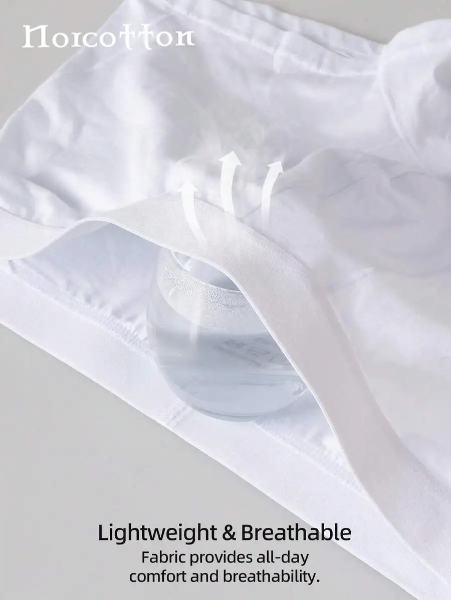 

2 Pack Mens White Cotton Boxer Briefs Lightweight Breathable Underwear