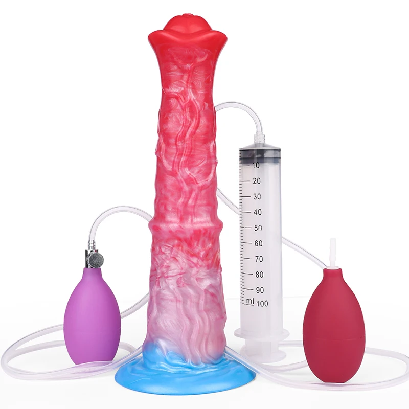 28.5*5.4cm Large Glans Inflatable Horse Squirting Dildo Air-Blow Pump Balloon Dick Straight Women Masturbator Adult Sex Toys
