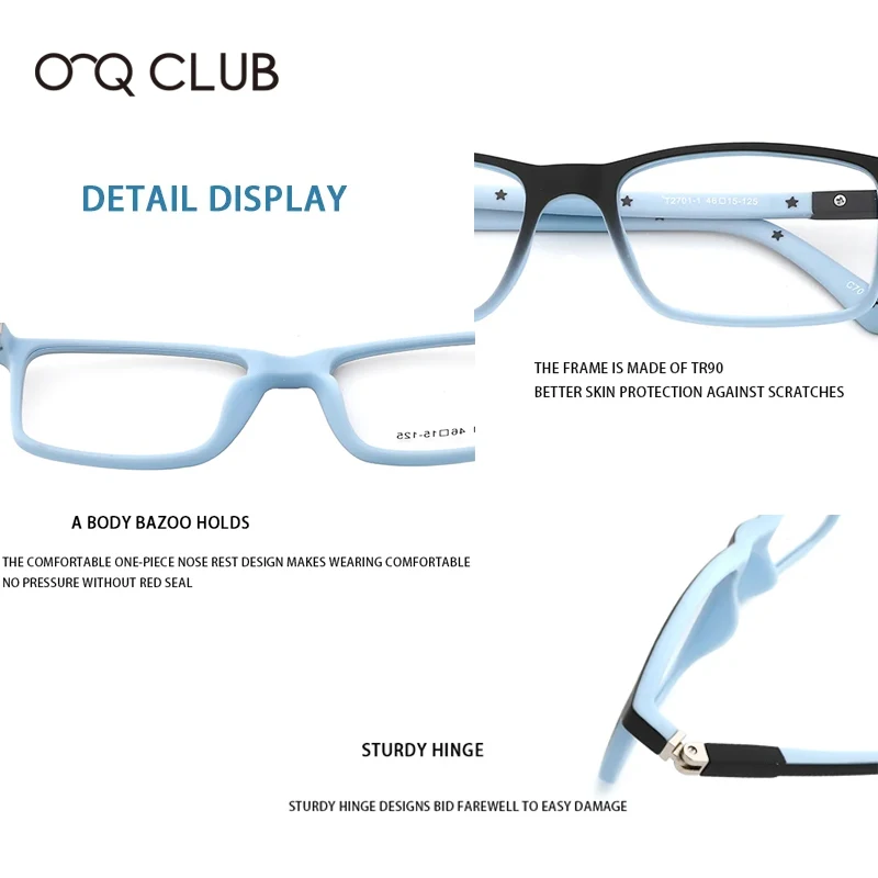 O-Q CLUB Kids Square Glasses Frame Myopia Optical Eyeglasses Boys Girls Spectacles TR90 Ultralight Glasses lenses for children
