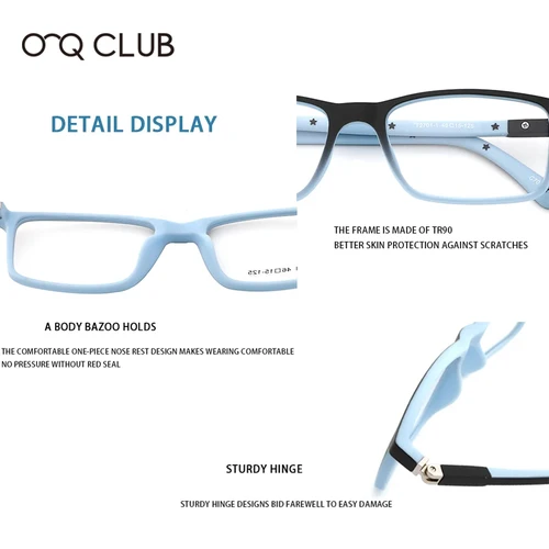 Imagen 2 del producto O-Q CLUB, gafas cuadradas para niños, montura para miopía, gafas ópticas para niños y niñas, gafas TR90 ultraligeras, lentes para niños