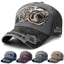 Retro Shark Embroidered Baseball Caps Bone Solid Animal Cartoon Men Women Cotton Stretch Hip Hop Streetwear Sun Hats