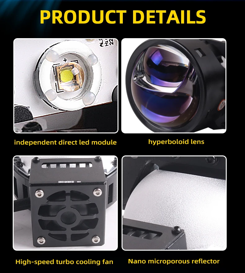 Sanvi New Arrival 3 inches LED Bi Beam Projection lens 73W led projector lens A11 max blue film lens car light accessories