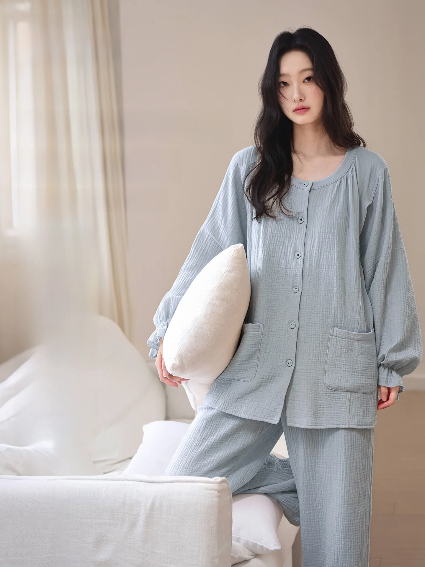 ensemble-de-vetements-de-nuit-pour-femmes-enceintes-en-pur-coton-ideal-pour-l'allaitement-post-partum-confortable-respirant-a-manches-longues-col-rond-vetements-d'interieur-pour-femmes