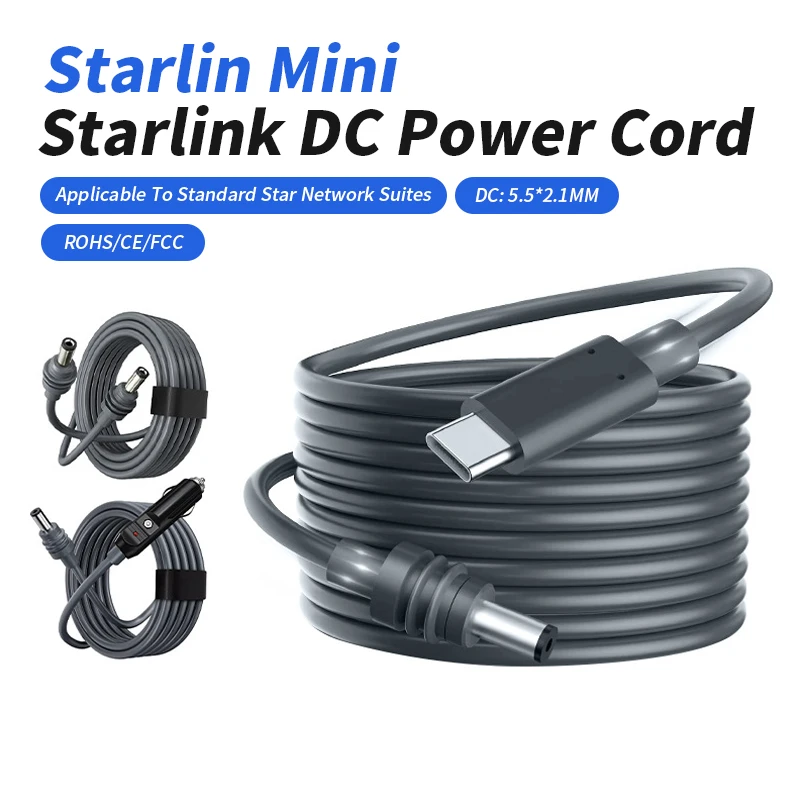 for StarLink Space-x Mini Type C To DC Cable Waterproof Overload Short Circuit Protection SPX MINI DC/Type-C To DC Power Cord