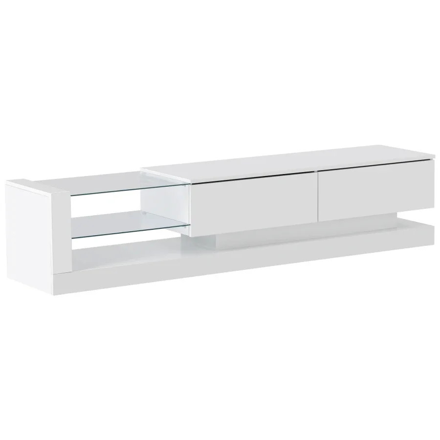 TV Stand with Two Media Storage Cabinets Modern High Gross Entertainment Center for 75 Inch TV, 16-color RGB LED Color