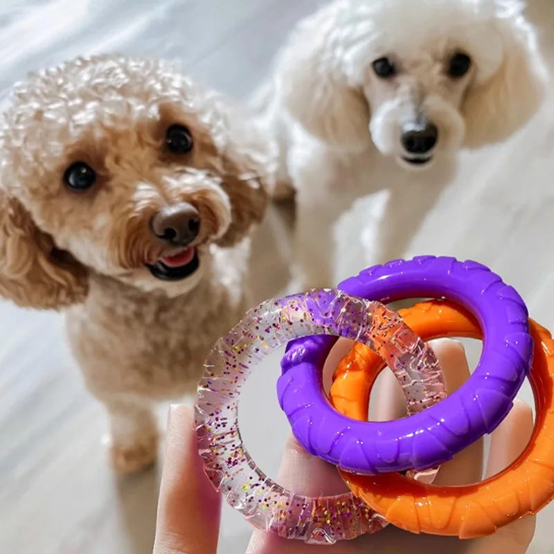 1 قطعة لعبة مضغة الكلب حلقة 3 حلقات ألعاب تفاعلية لدغة مقاومة طحن الأسنان تنظيف ألعاب الحيوانات الأليفة #6