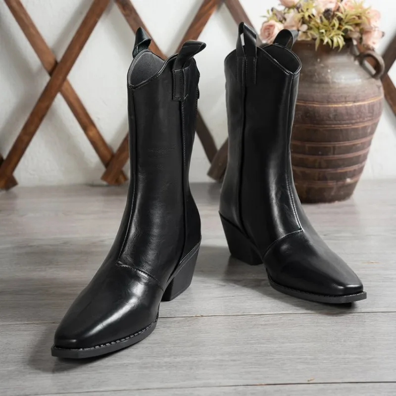 High quality autumn and winter women's shoes Fashion trend  Square toes Comfortable casual women's boots simple and elegant