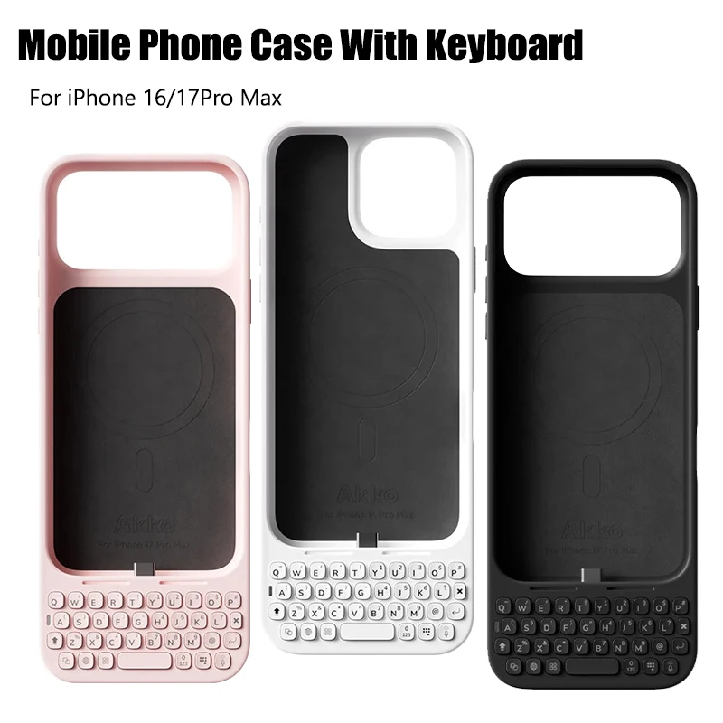Magnetic Mobile Phone Case With Keyboard 37 Keys Mini Phone Physical Keyboard PU TPU For iPhone 16 Pro Max 17 Pro Max