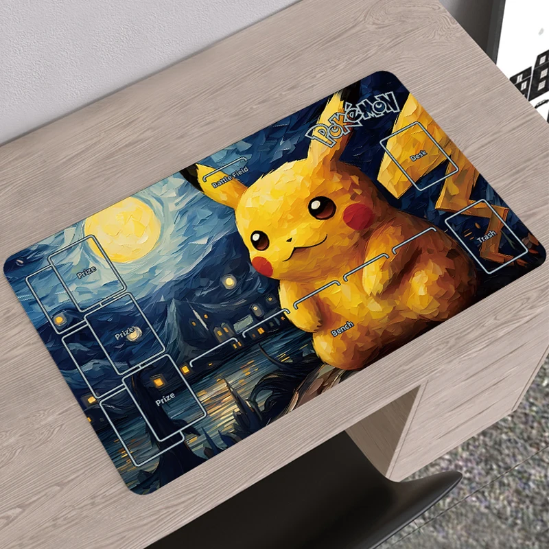 60*35*0.2cm Diy PTCG Pokemon Van Gogh Pikachu Dedicated GAME Card Mat Battle Gift Toy Anime Table Mat