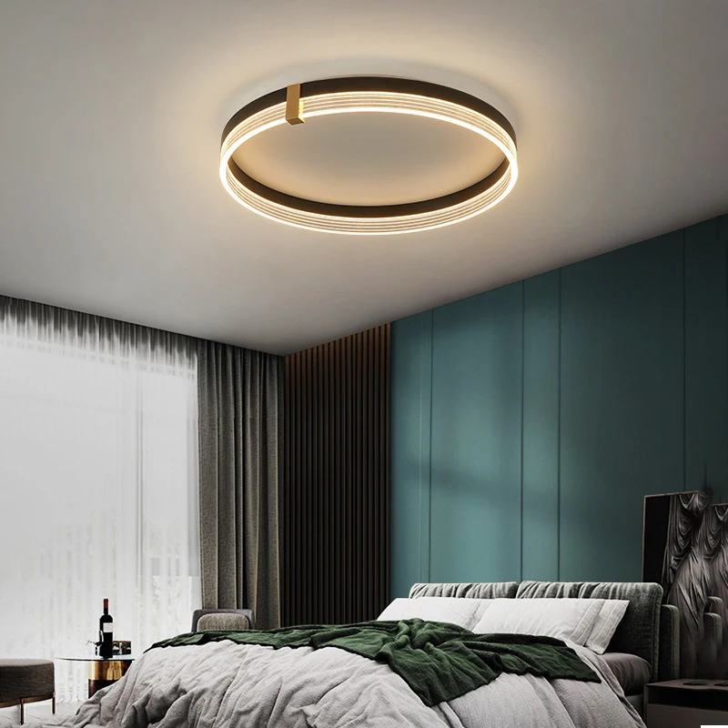 Moderne Minimalistische Slaapkamerverlichting Plafondlamp Led Warm Wit Dimmen Acryl Aluminium Zwarte Verf Woonkamer Vierkante Armatuur