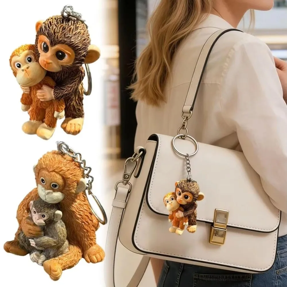 Monkey Resin Ornament 3D Monkey Keychain Resin Cute Monkey Doll Keyring Hanging Monkey Pendant Kids Gifts