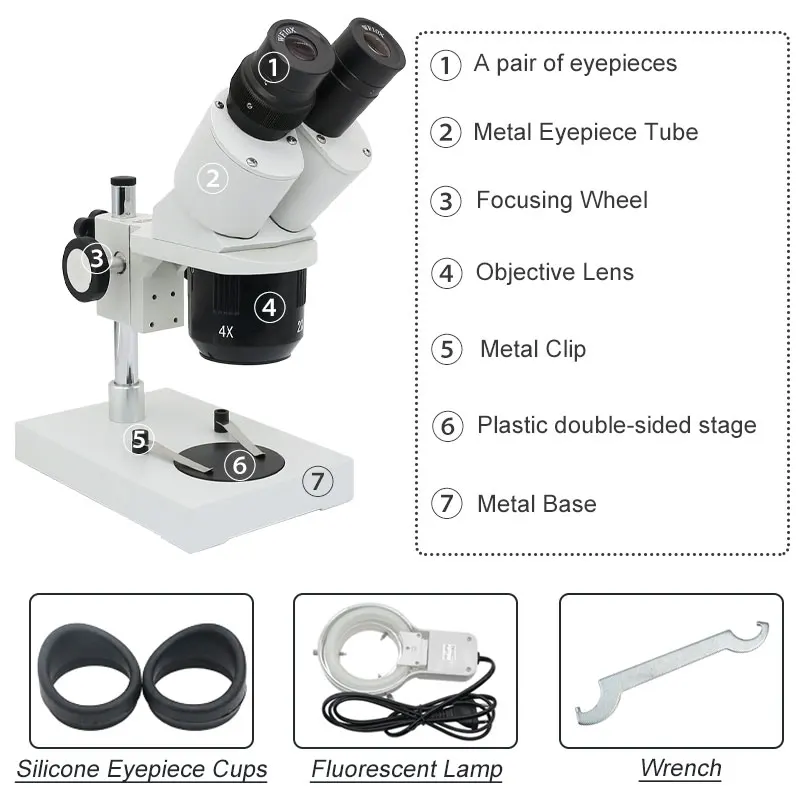 10X 20X 30X 40X Stereo Microscope with Ring Light Illumination for PCB Inspection Tools Industrial Microscopes Soldering Repair