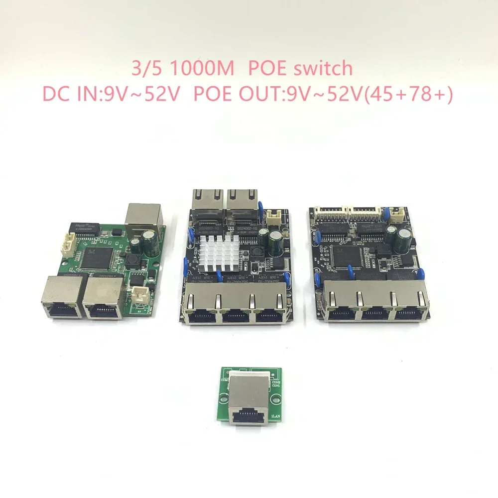 

3 коммутатора PoE 10/100/1000M 5-портовый гигабитный коммутатор Ethernet встроенный модуль DC12V18V24V36V48V poe 12V24V36V48V 5 портов 1000M poe