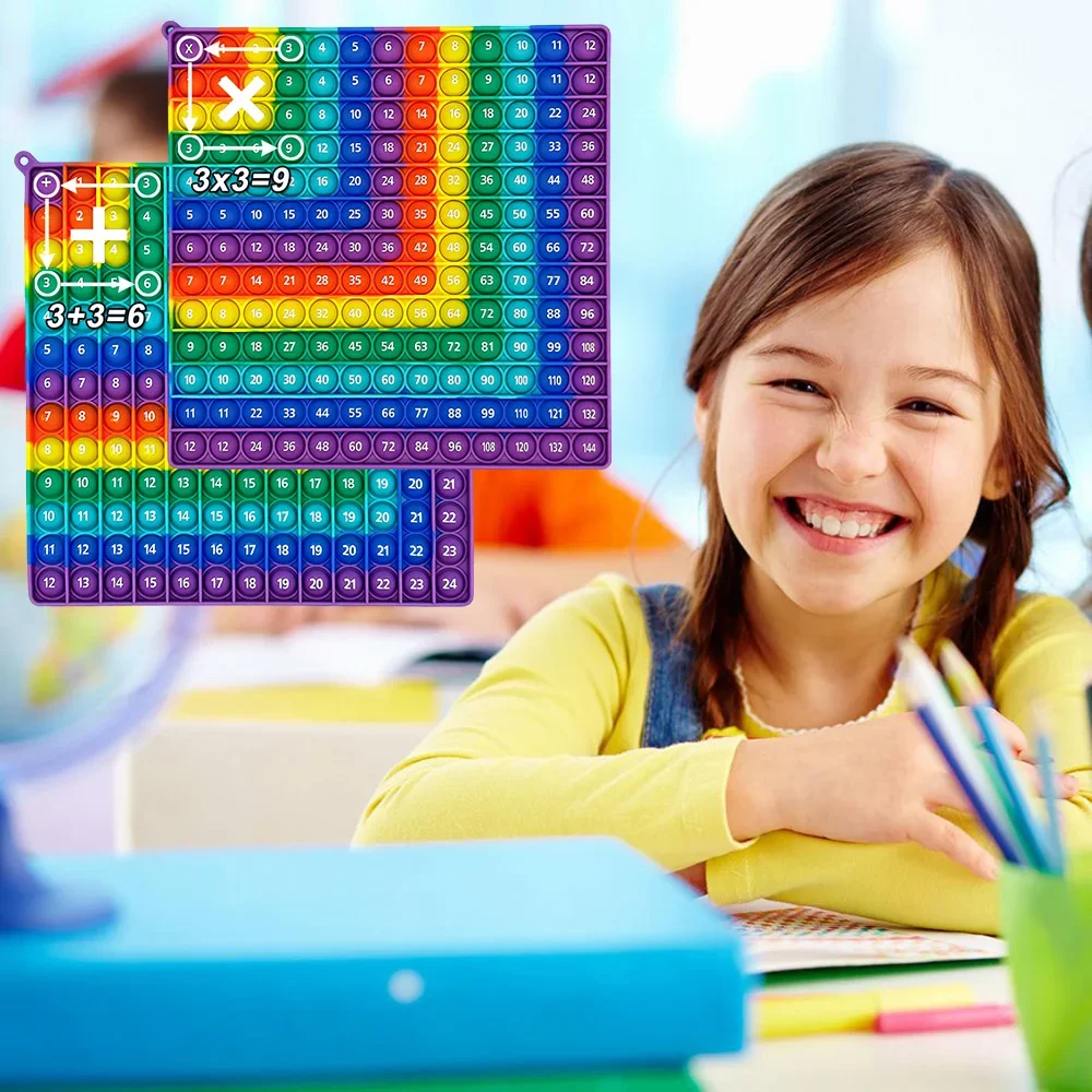 Gra edukacyjna w matematyce: mnożenie i dodawanie, 12x12 i 12+12, zabawki pop, tęczowy silikon, dwustronna tablica mnożenia, prezent dla dzieci