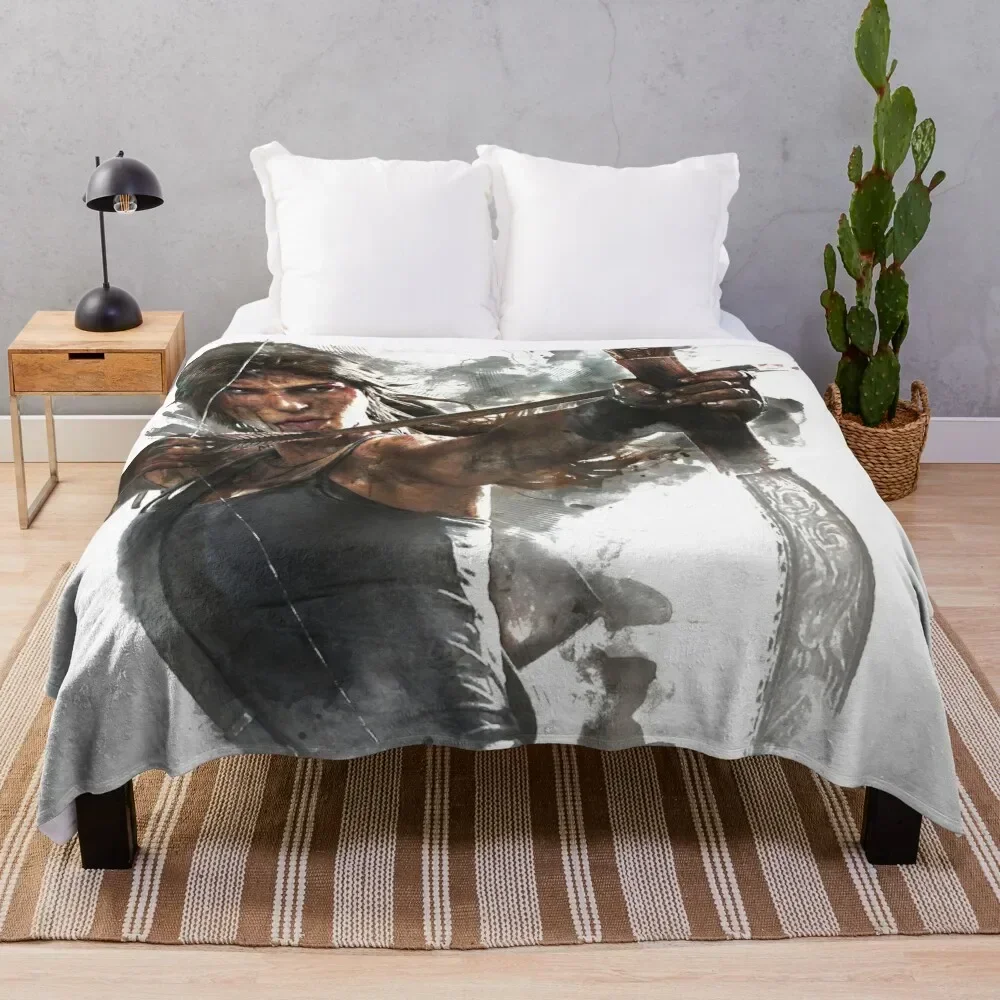 Tomb Raider Painting Throw Blanket Giant Sofa Soft Plush Plaid for sofa Luxury Brand Blankets