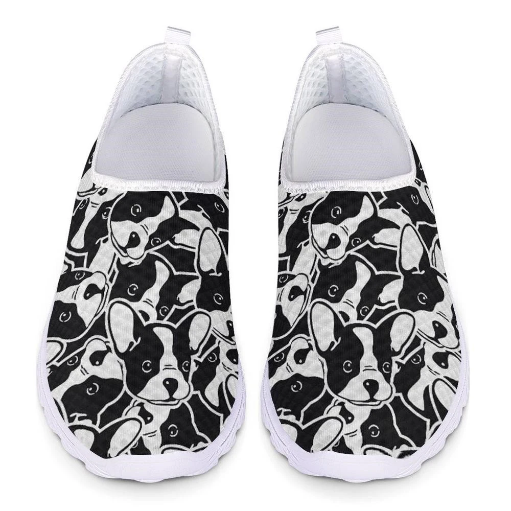 2025 Bulldog/Boston Terrier Print Mesh Ladies Casual Shoes Summer Loafers Women Flat Slip-on Female Sneakers Woman Flats 2022