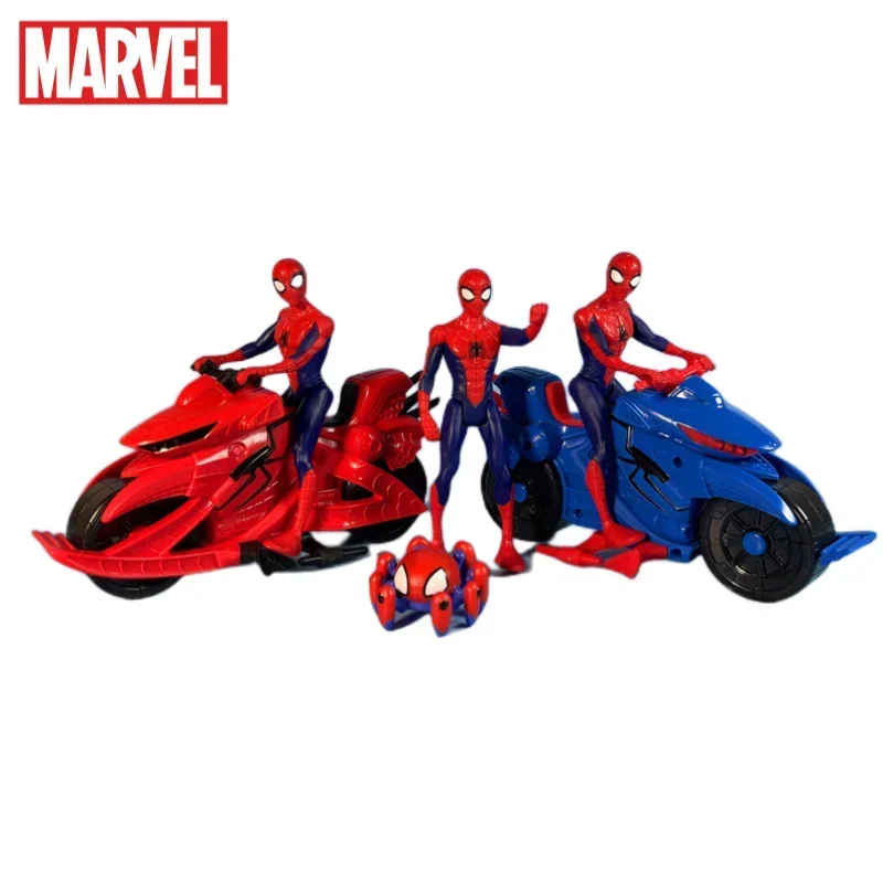 Miniso Marvel Spiderman anime figuras periféricas de dibujos animados, modelo de motocicleta, adornos, juguetes creativos para niños, regalos de vacaciones