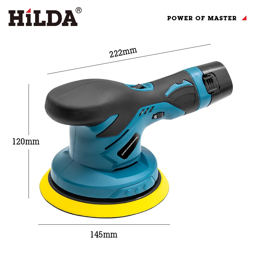 HILDA 12V Cordless Car Polisher Wireless Car Beauty Waxing Auto Paint Care Furniture Polishing Machine Auto Washing