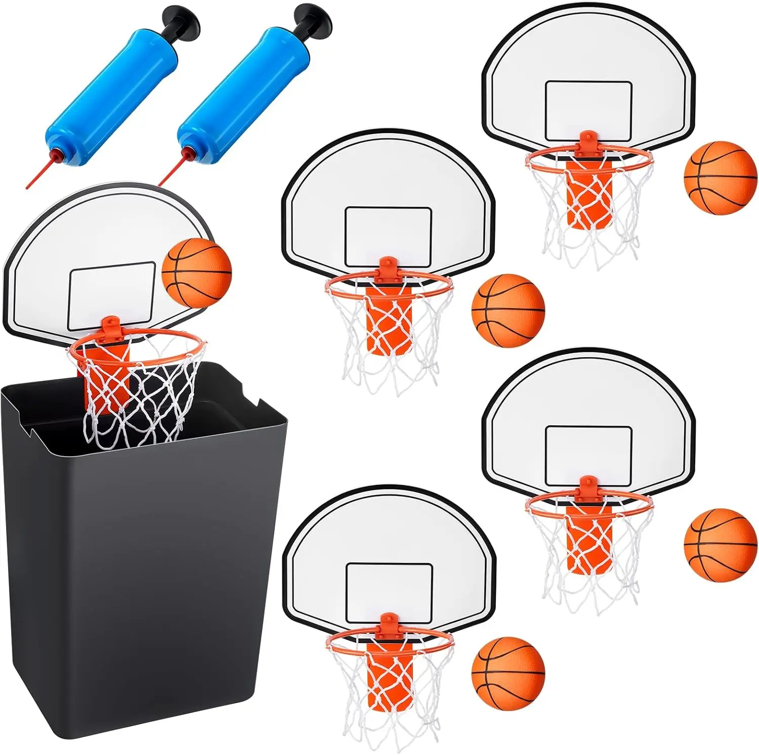 

4 Pack Indoor Basketball Set with Hoop, Ball, Pump - Fun Office Stress Relief Toy & Birthday Gift