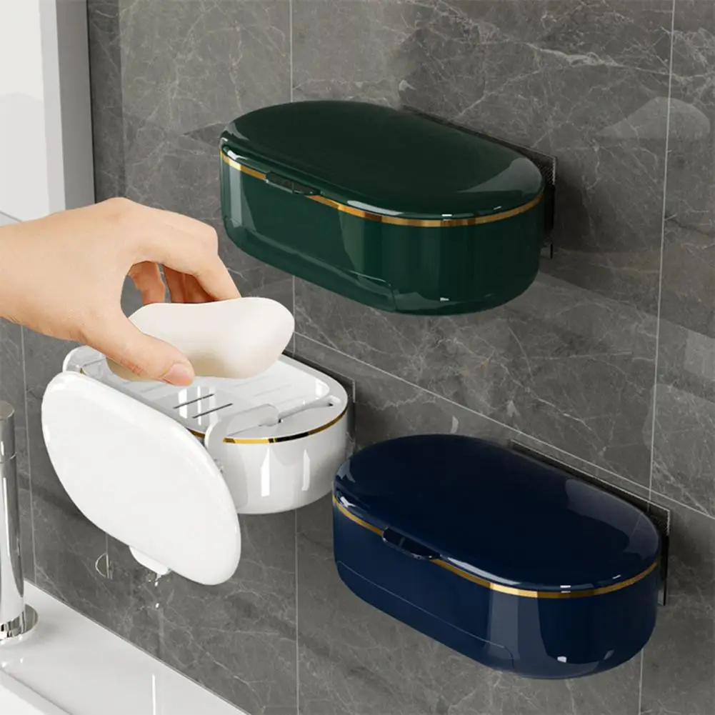 Soap Box Multi-purpose Soap Dish Case Space-saving Wall Mounted Sponge Soap Drain Holder for Home Bathroom