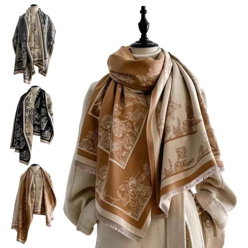 

Уютный ретро шарф из искусственного кашемира, роскошные толстые шали из пашмины, теплые женские палантины, зимний сезон