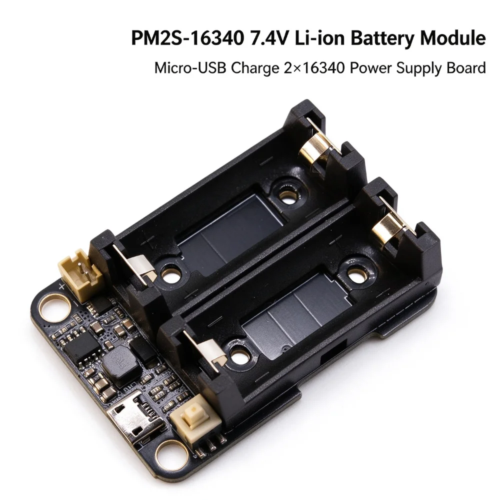 PM2S‑16340 7.4V Lithium Battery Power Module Micro‑USB 5V Charge 2A Max PH2.0 Output Multi‑Protection For Robot Arduino ESP32
