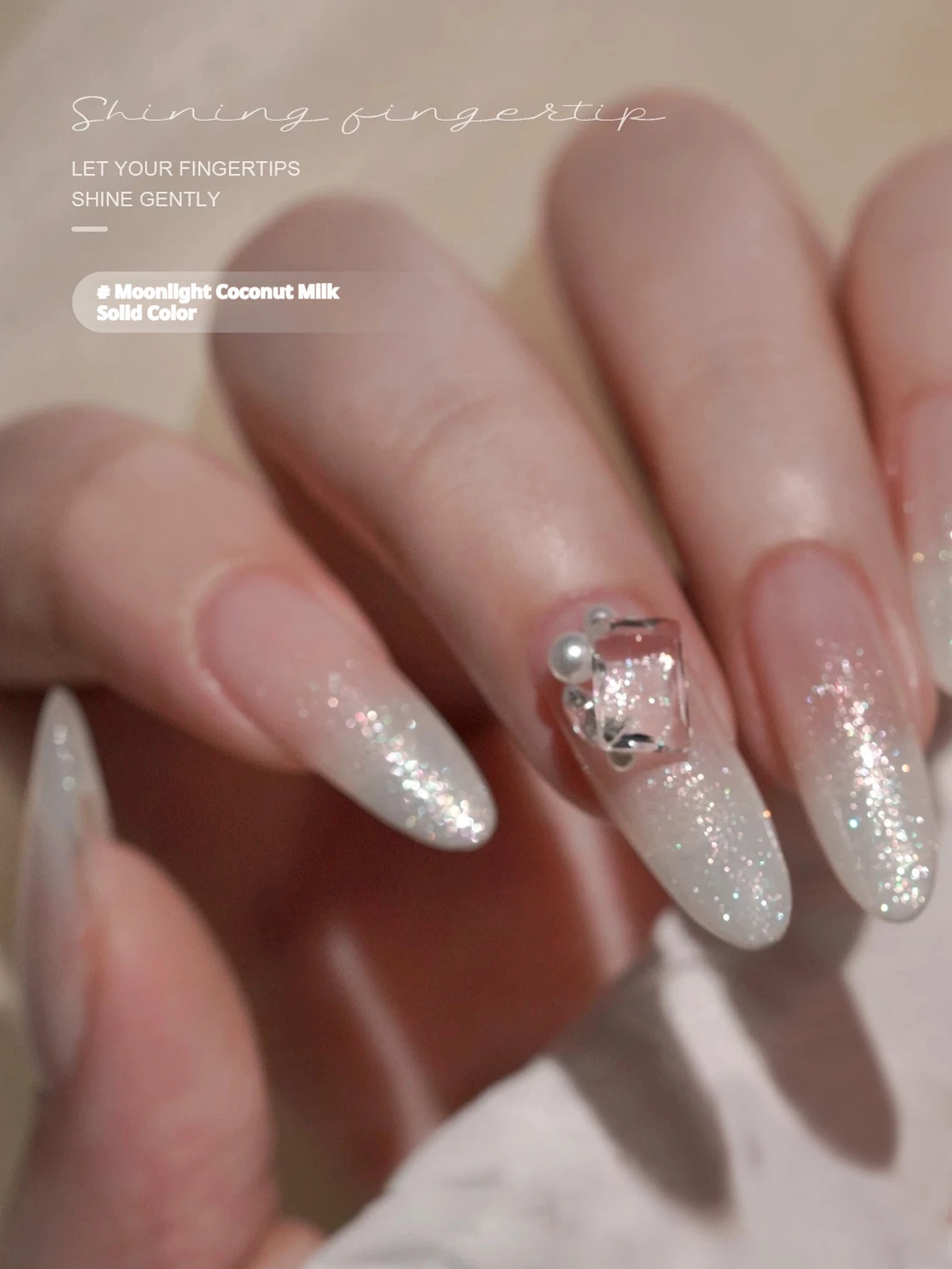 MIANEL 12 مل 1-4 قطع طلاء أظافر جل عين القط الأبيض وامض ضوء القمر وحليب جوز الهند، طلاء جل لامع علوي في الليل أظافر بيضاء #4