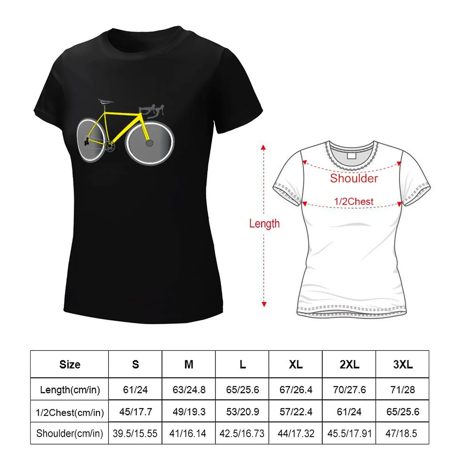 Vélo de course jaune sur noir, parfait! T-Shirt Kawaii pour Femme, Vêtement à la Mode