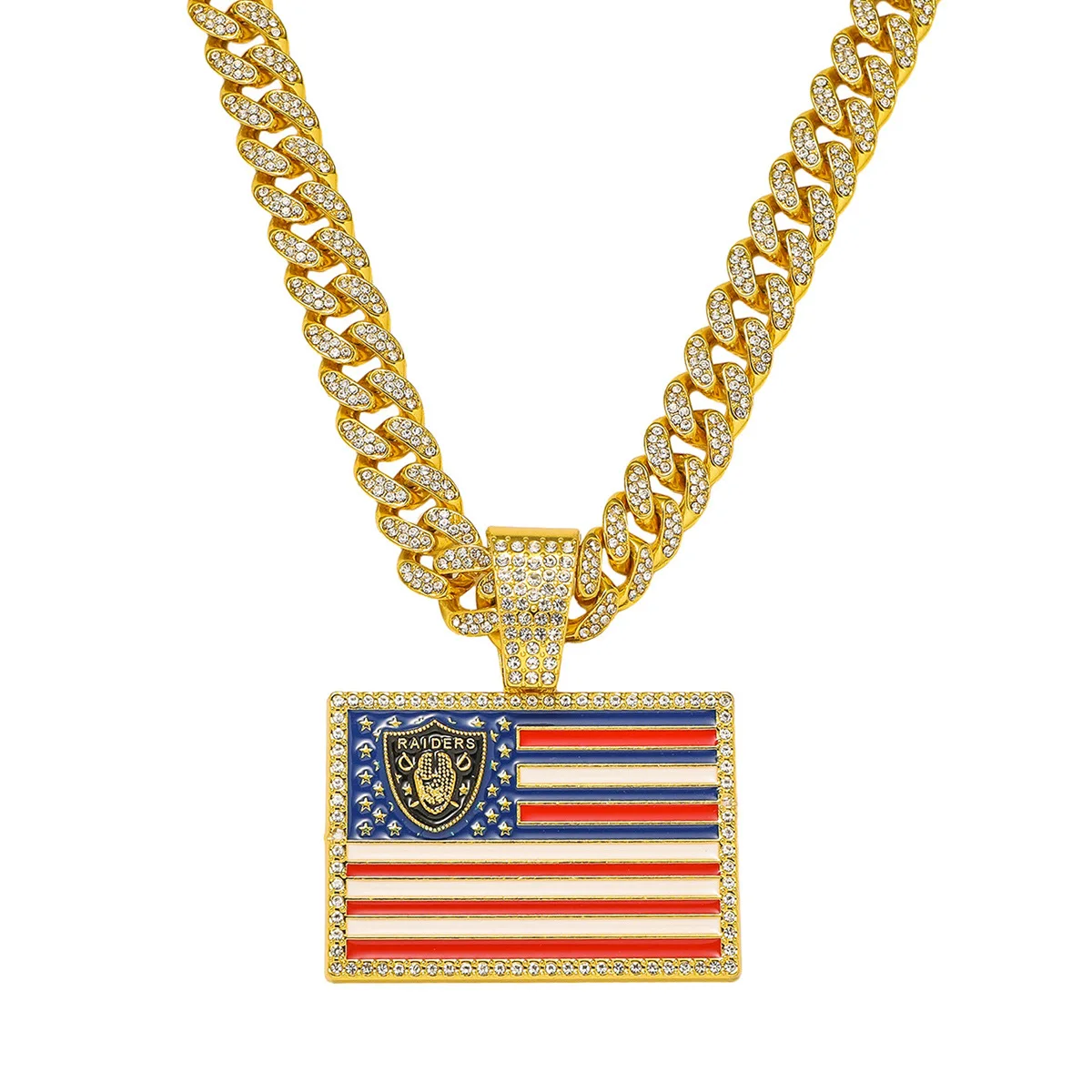 

European and American trendy hip-hop style personalized men's all zircon pirate flag necklace