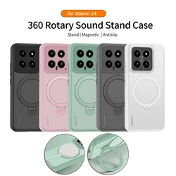 for Xiaomi Mi 14 Pro Phone Case Invisible Holder Magnet Mag-safe Fine Hole Cover Clear Matte Soft Shell Antifall NonSlip Fundas