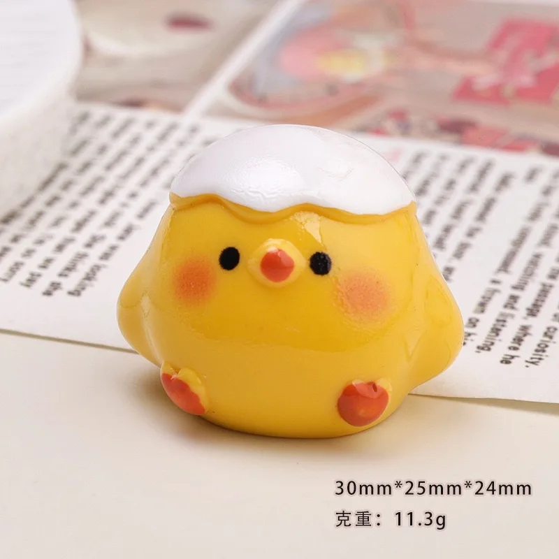 Little Yellow Chicken Resin Sculpture Cabochons 10pcs Kawaii 3D Animal Embellishments DIY Jewelry Craft Decoration Accessories