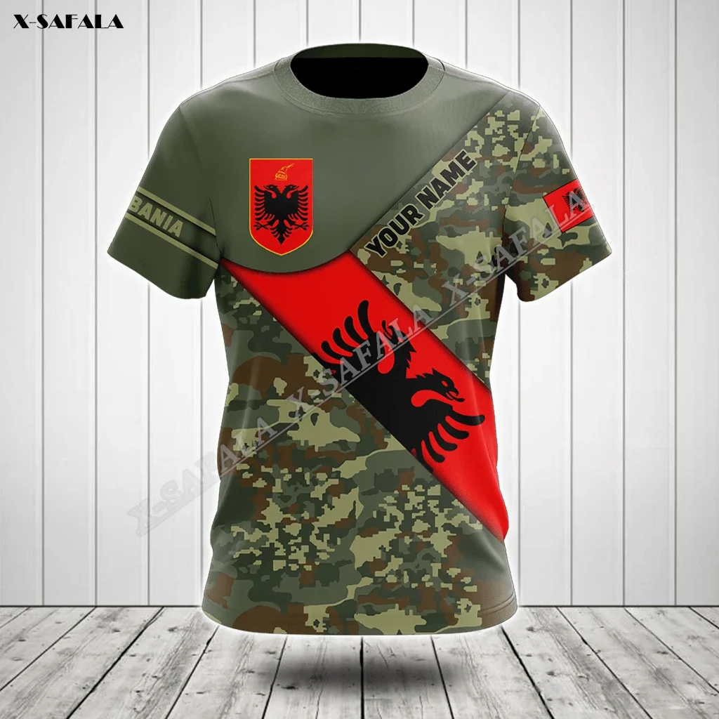 Albania  Eagle Soldier ARMY Camo VETERAN Flag 3D Print T-shirt Summer Men Casual Top Breathable Quick Dry