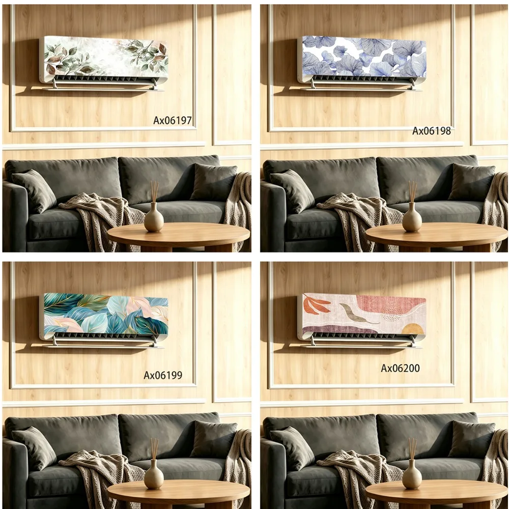 Morandi Watercolor Leaf Air Conditioner Sticker Self Adhesive for Wall Decals Home Waterproof Renovation Ornamental Stickers