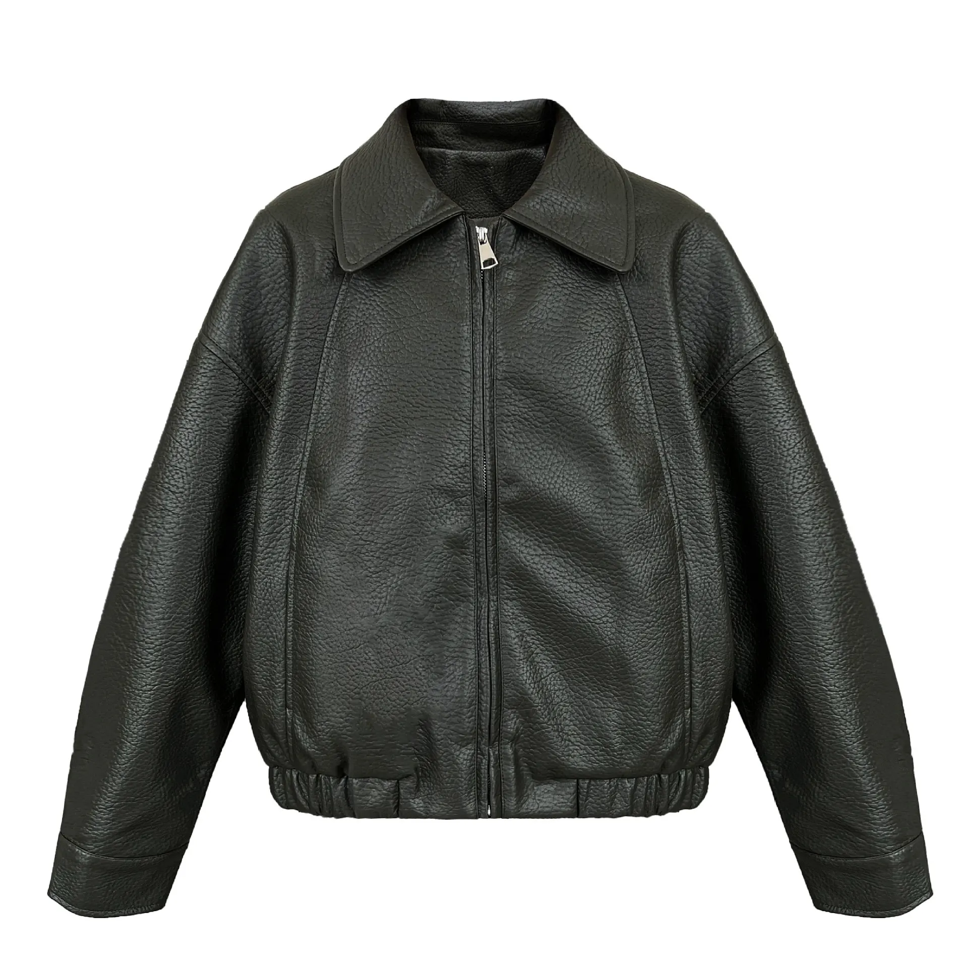 เสื้อแจ็คเก็ตหนังมอเตอร์ไซค์แบบลำลองมีซิปสำหรับผู้หญิง แขนยาว รุ่นใหม่ ฤดูใบไม้ร่วง 2025