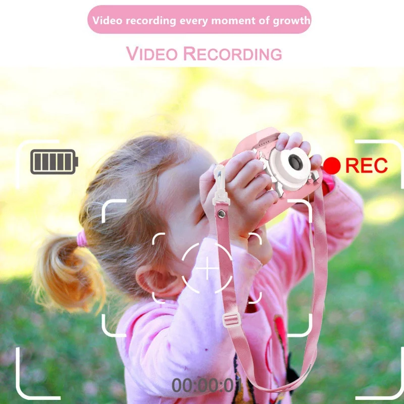 Kids Camera Toys 2 inch Screen HD Unicorn Cartoon Digital Cameras Mini SLR Cute Photography Toy For Children Birthday Xmas Gifts