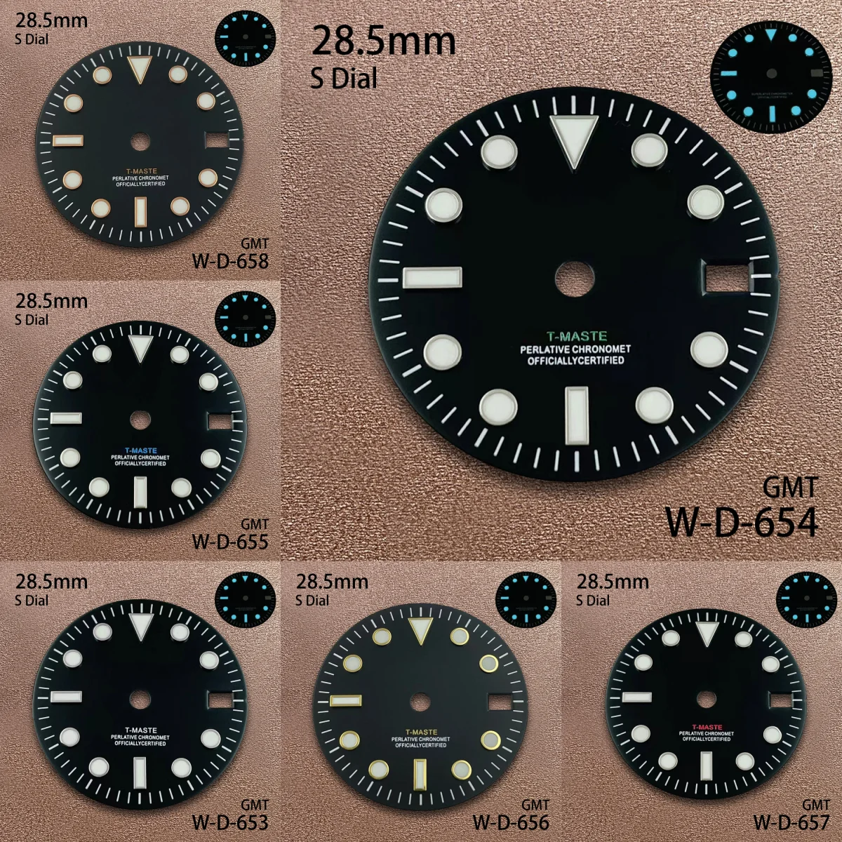 

28.5mm S Logo GMT Dial Suitable For NH34 Janpan Movement Ice Blue Luminous Print Logo Quality Watch Modification Accessories