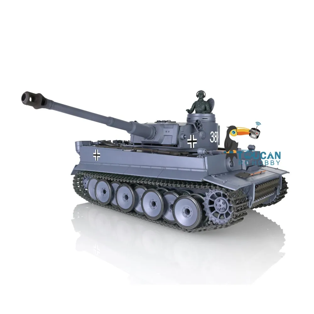 Heng Long 1/16 RC Tank 7.0 Tiger I Réservoirs radiocommandés en plastique 2,4 Ghz Modèle 3818 W/ 360 °   Jouets de recul de baril de tourelle TH17236