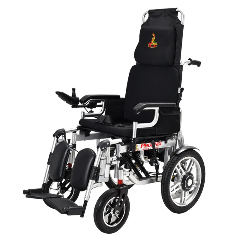 Electric Wheelchair with Reclining High Backrest
