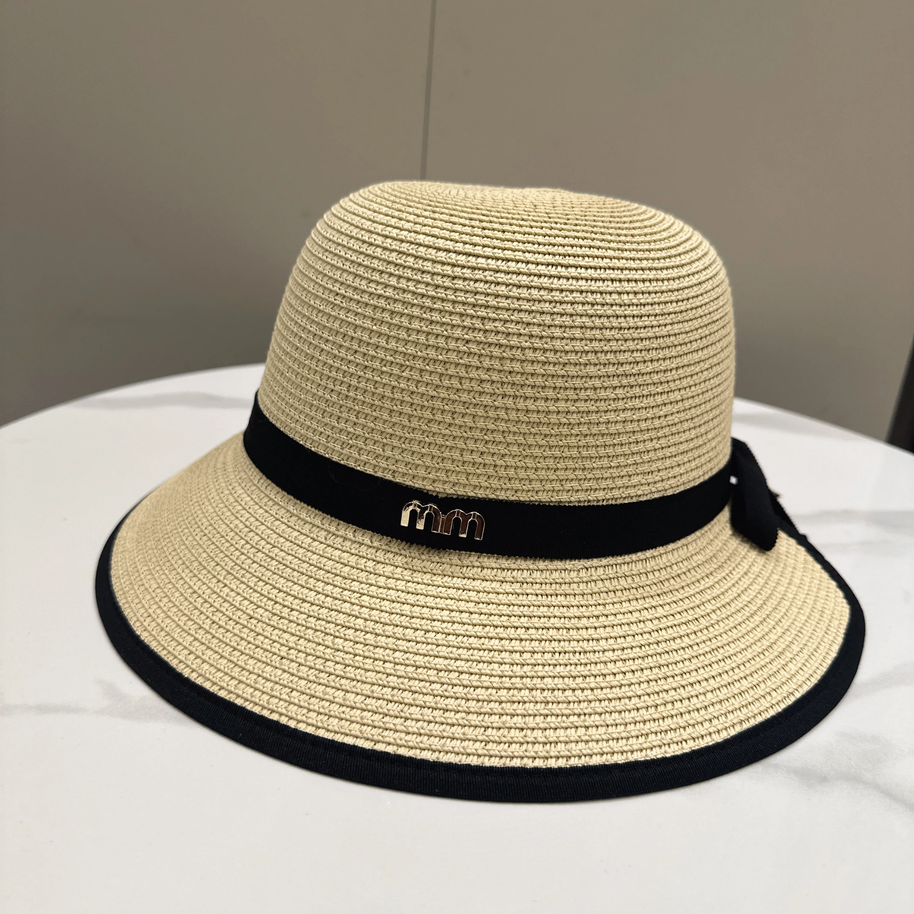 Neuer Fischerhut mit Kantenbündchen und Schleife, Strohkappen für Damen, perfekt für Sommer, Reisen, Einkaufen, Sonnenschutz und Sonnenschirmhüte – Detail 5
