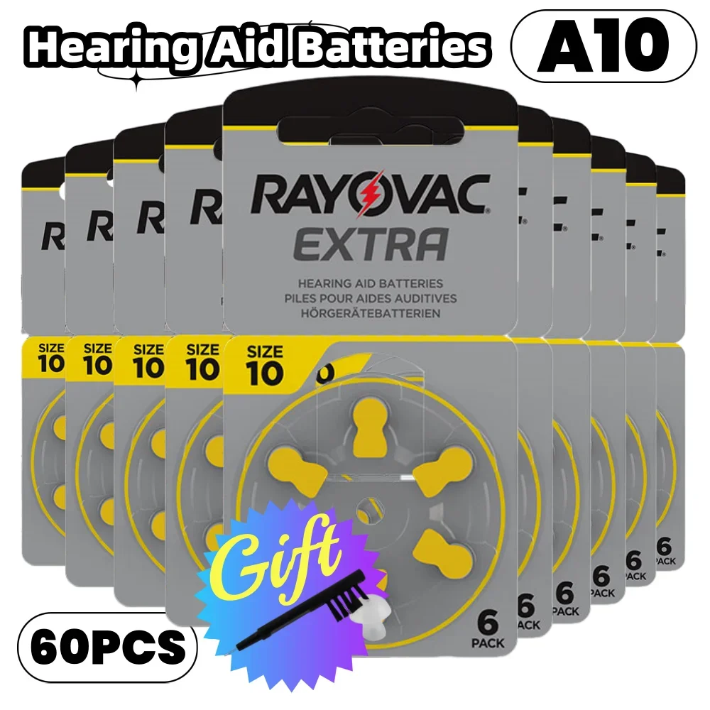 

6-60 pcs Hearing Aid Batteries A10 Rayovac Extra Zinc Air 1.45V Hearing Aids Battery For Seniors Audífonos profesional