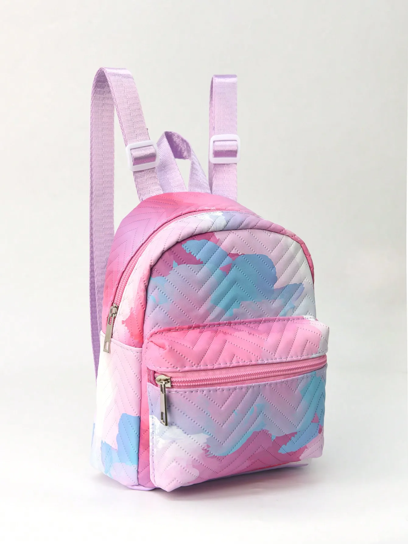 1pcs Girls Red Purple Pattern Fashion PU Zipper Classic Backpack Women\'s Backpack for Outdoor School